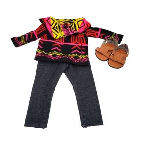 American Girl Doll Saige Sweater Pants Sandals 4 PCS